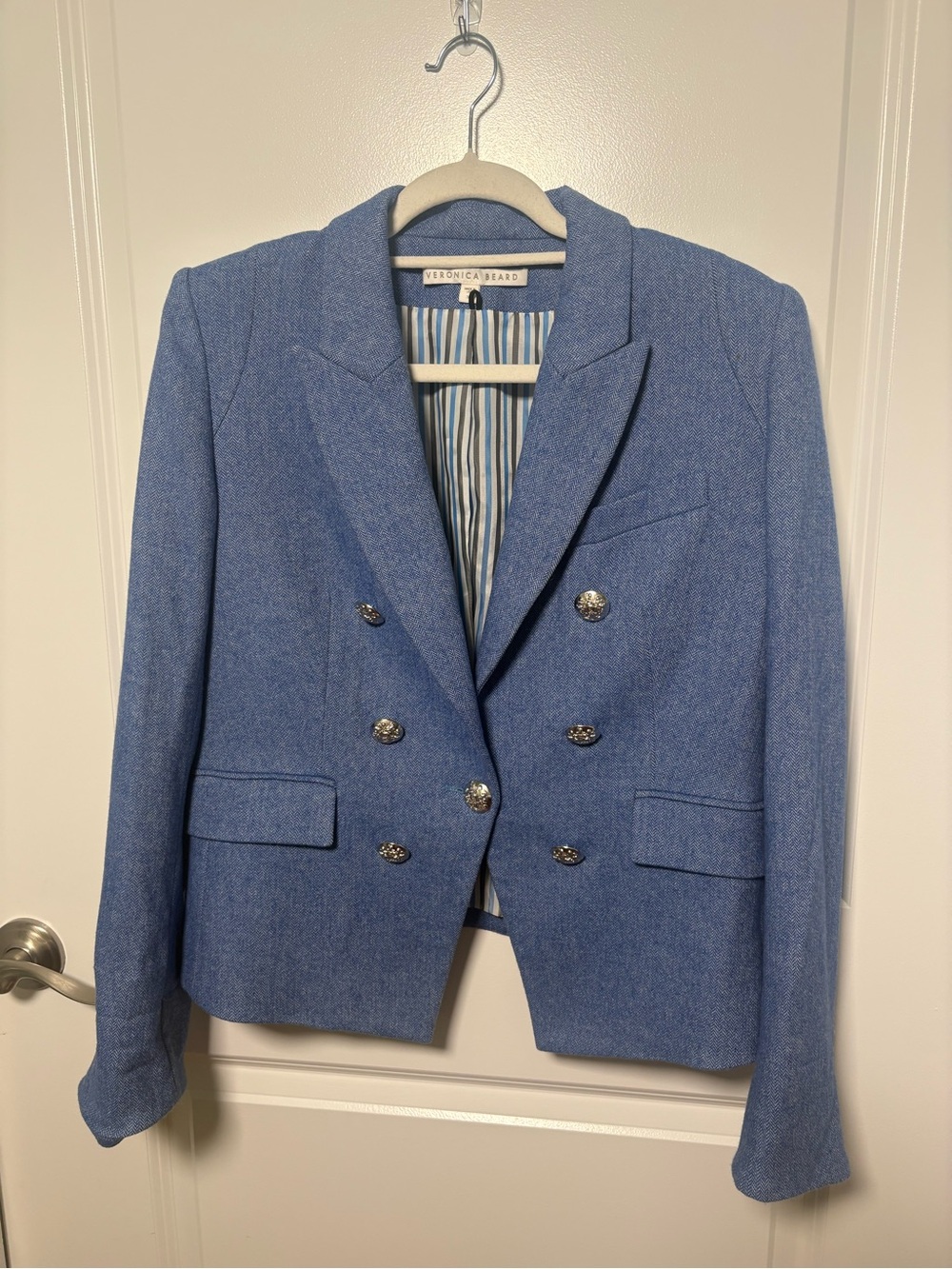 Veronica Beard Periwinkle Blue Double-Breasted Blazer